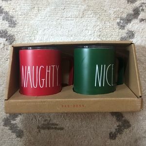 RAE DUNN Naughty & Nice Insulated Stainless Steel Mugs
